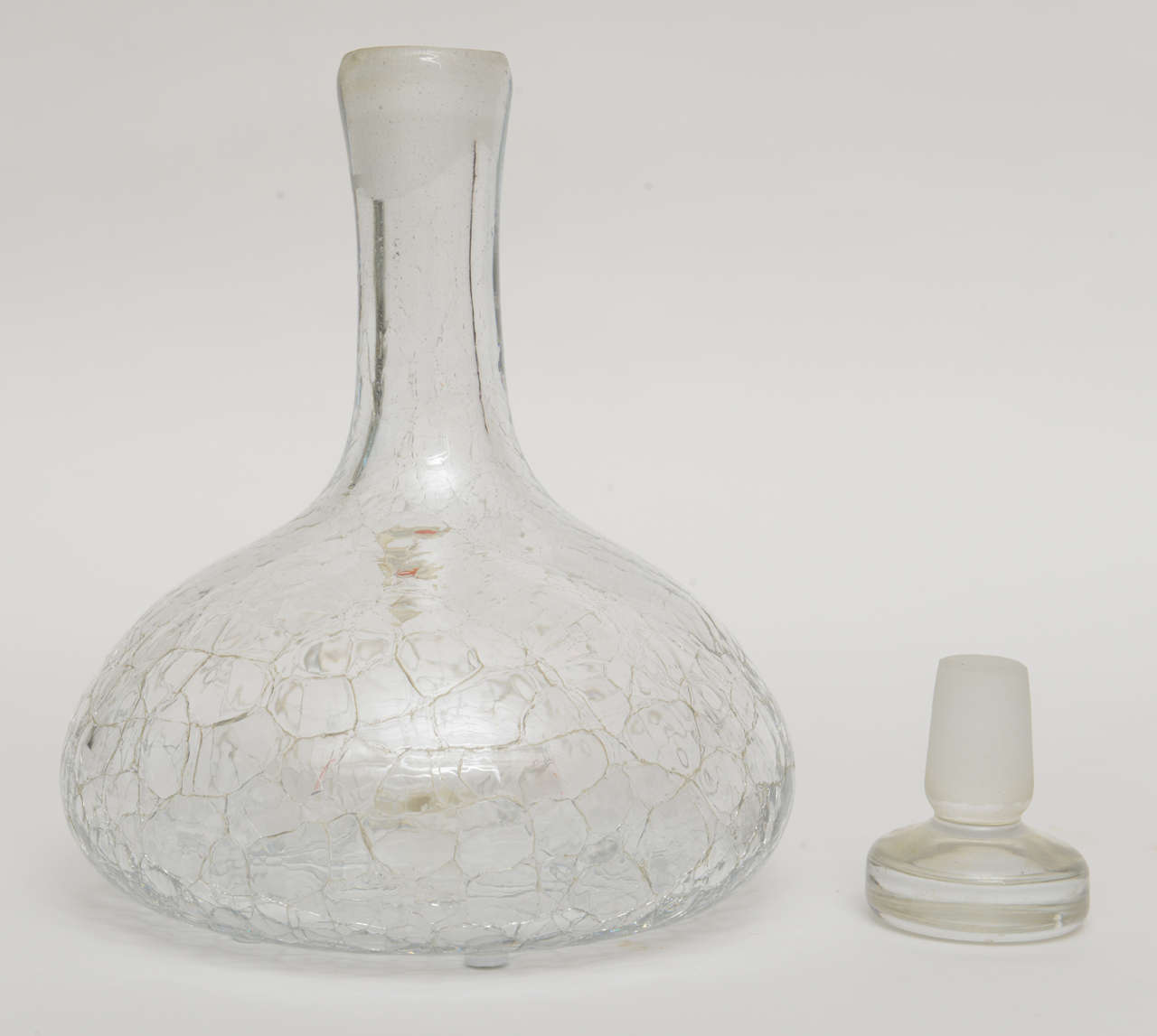 Modern Blenko Crackled Glass Decanter Barware Vintage