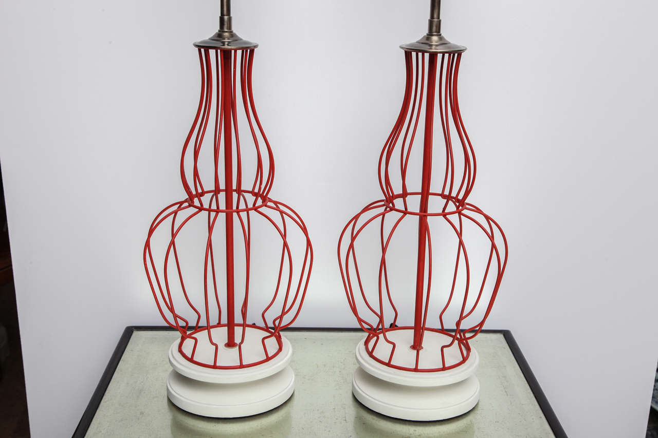 American Pair of Wire Table Lamps