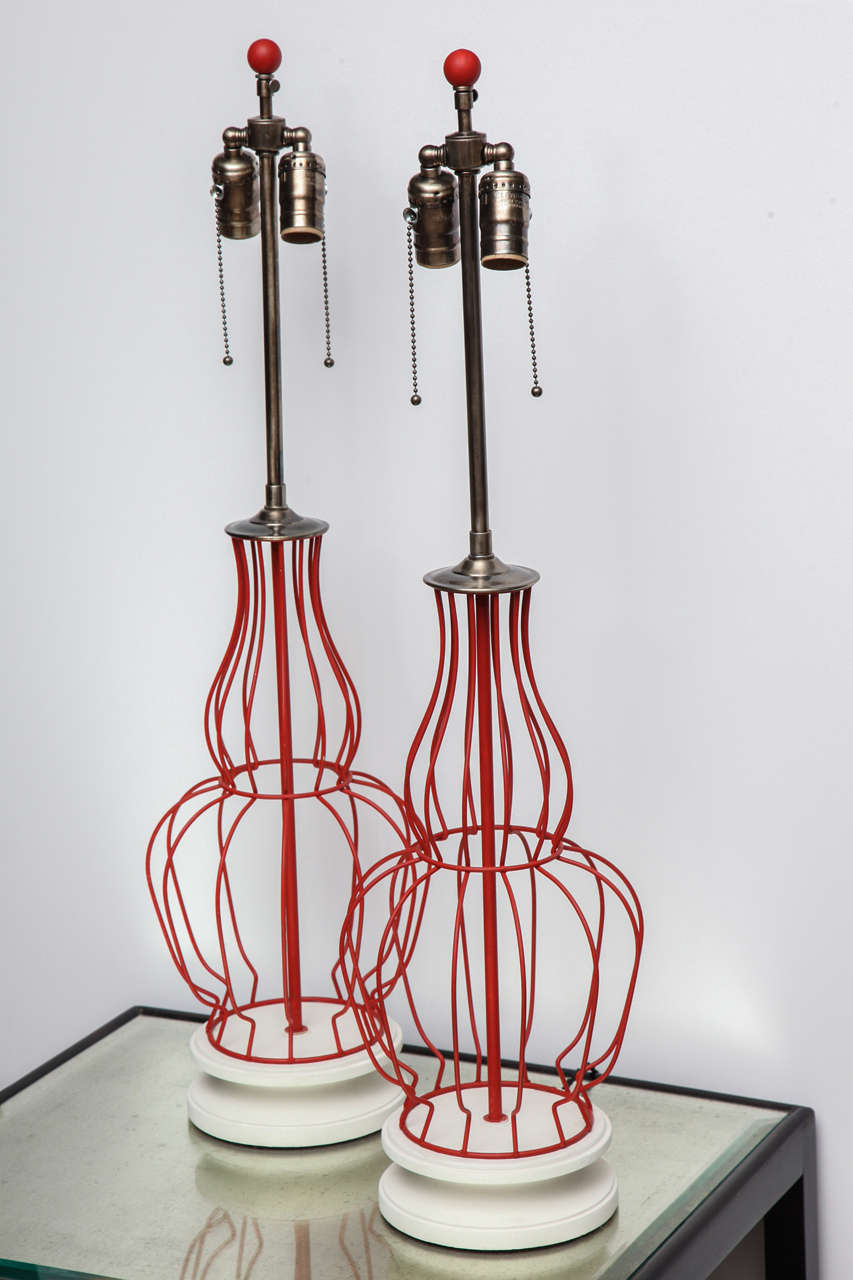 Pair of Wire Table Lamps 2