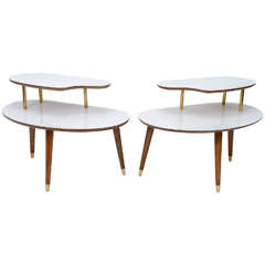 Pair of 1960s Sculptural Teak End Tables