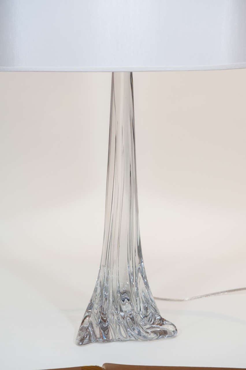 French Pair of Val St Lambert Crystal Lamps
