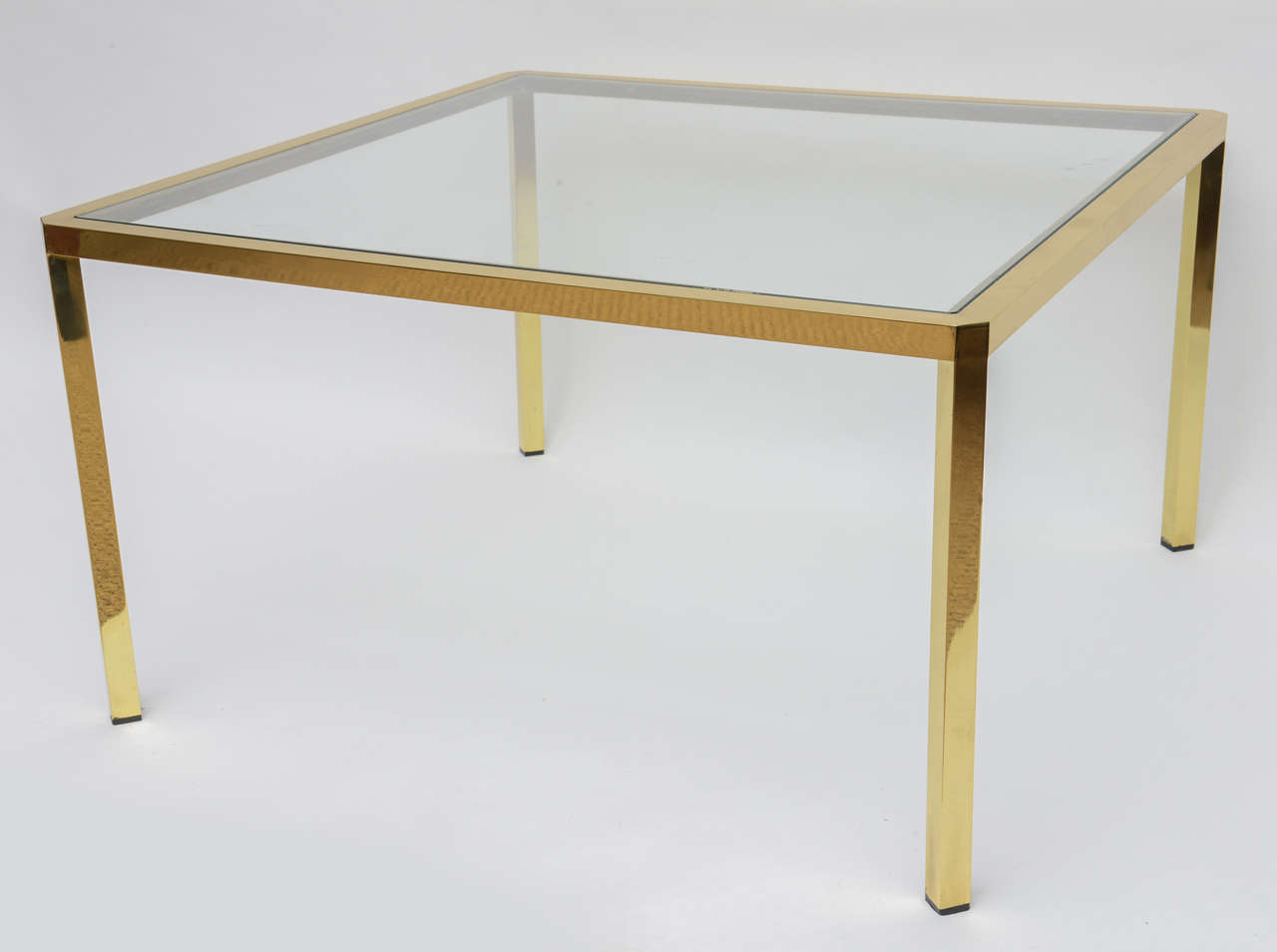 Mid- Century Modern Square Brass Glass Coffee Table from Italy In Good Condition In Miami, FL