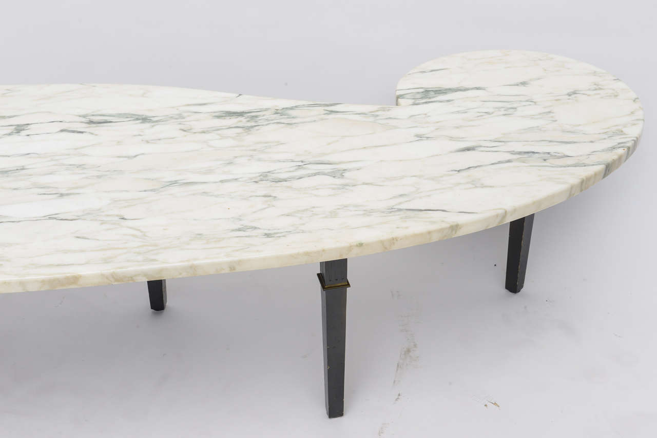 American Modern Patinated Bronze and Marble Freeform Low Table In Excellent Condition In Hollywood, FL