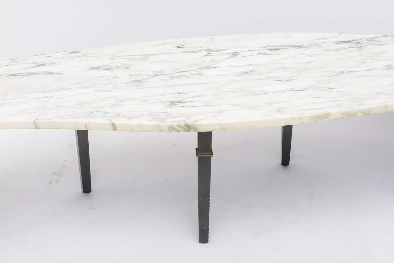 Mid-20th Century American Modern Patinated Bronze and Marble Freeform Low Table