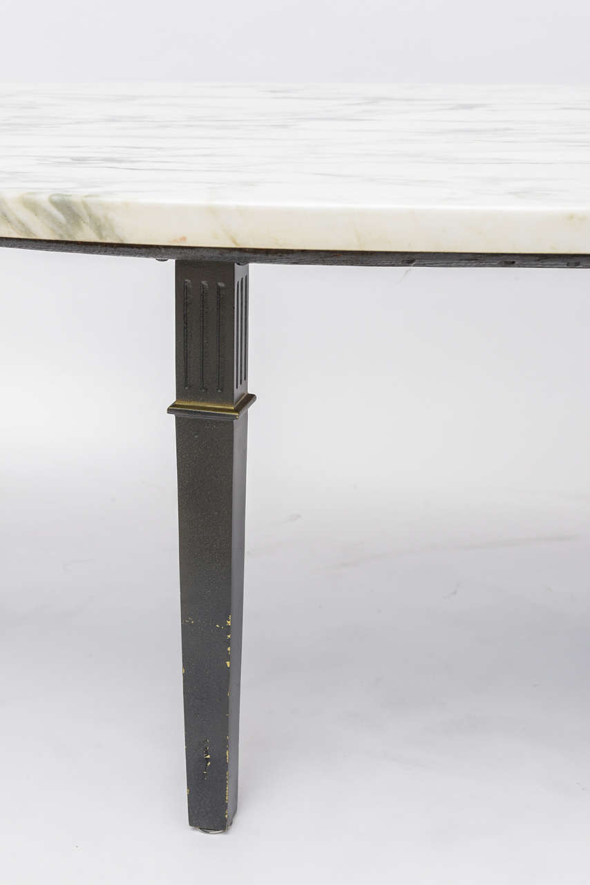 American Modern Patinated Bronze and Marble Freeform Low Table 3