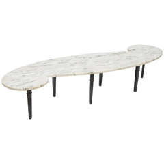 American Modern Patinated Bronze and Marble Freeform Low Table