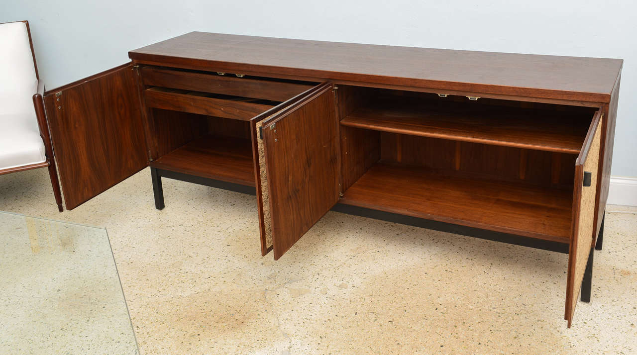 Italian Modern Mahogany and Cork FourDoor Credenza or Buffet For Sale