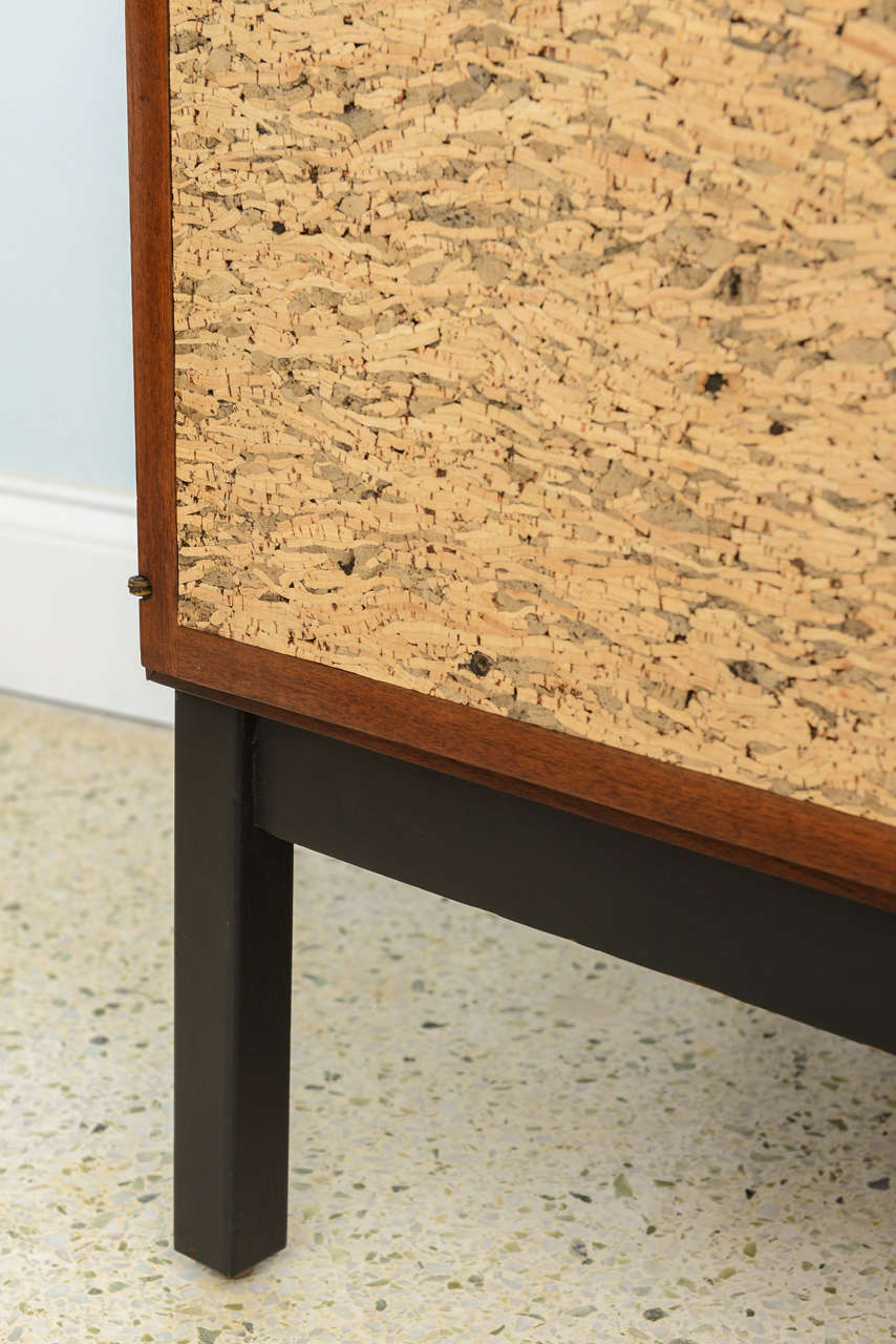 Italian Modern Mahogany and Cork FourDoor Credenza or Buffet For Sale