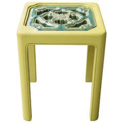 Vintage Decorator Chinese Tile-Topped Smoking Table