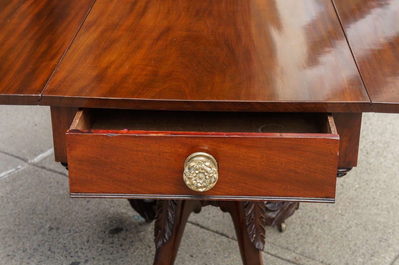 American Fine 19th Century Mahogany Amariah T. Prouty Drop-Leaf Library Table