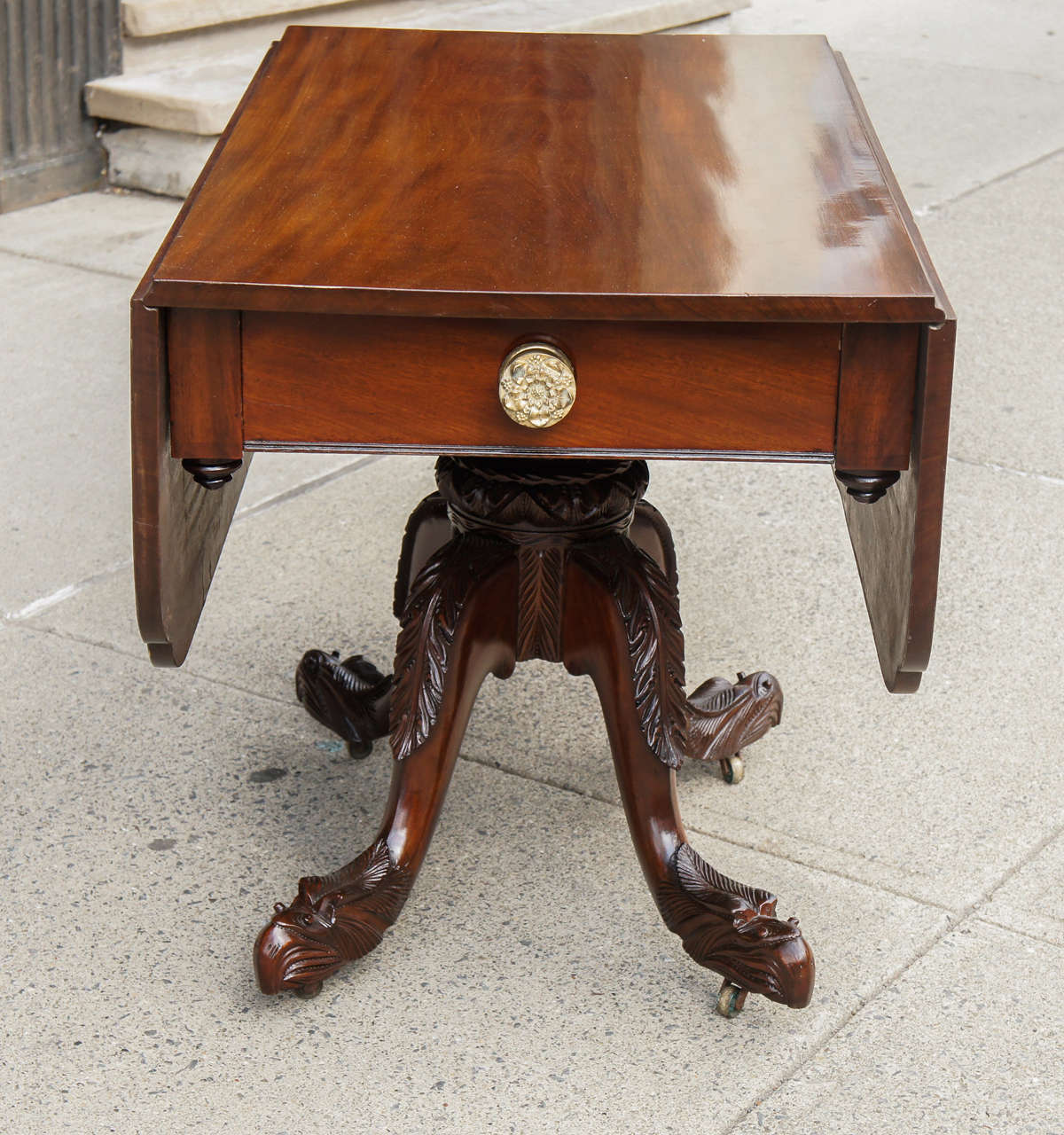 Fine 19th Century Mahogany Amariah T. Prouty Drop-Leaf Library Table 2