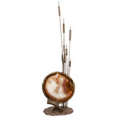 Bronze Cattails & Agate Lamp