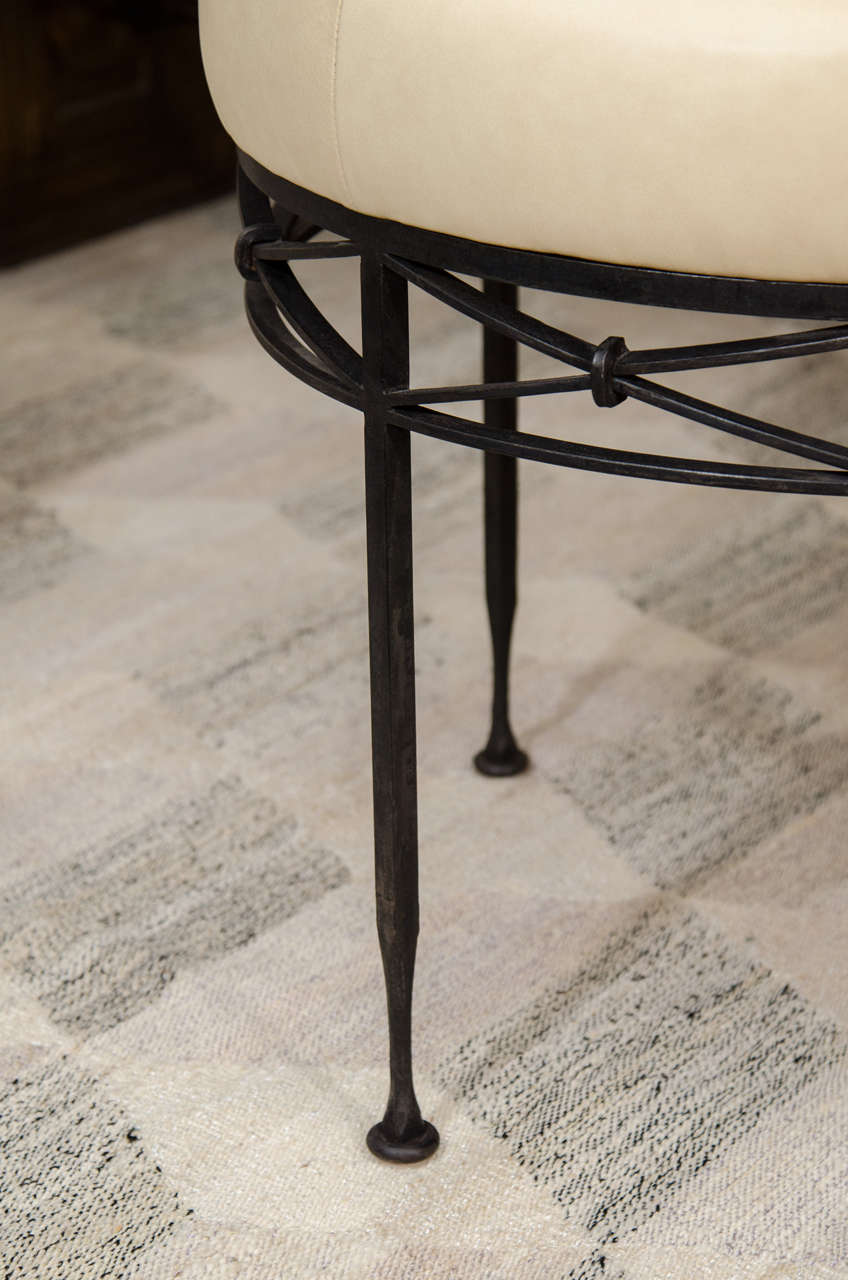 Wrought Iron and Leather Ottoman For Sale at 1stDibs black wrought