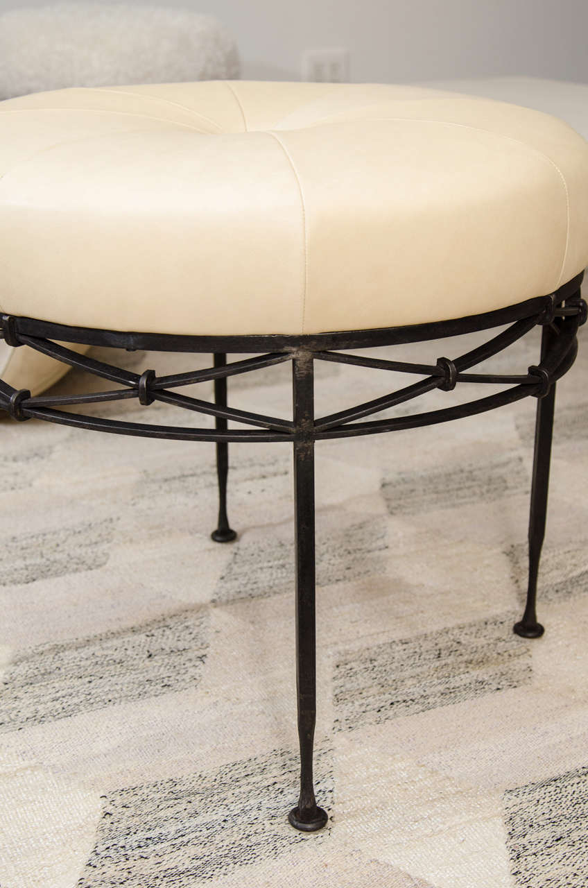 Wrought Iron and Leather Ottoman For Sale at 1stDibs black wrought