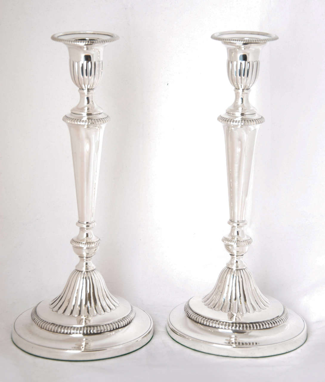 Pair of Antique George III Silver Candlesticks