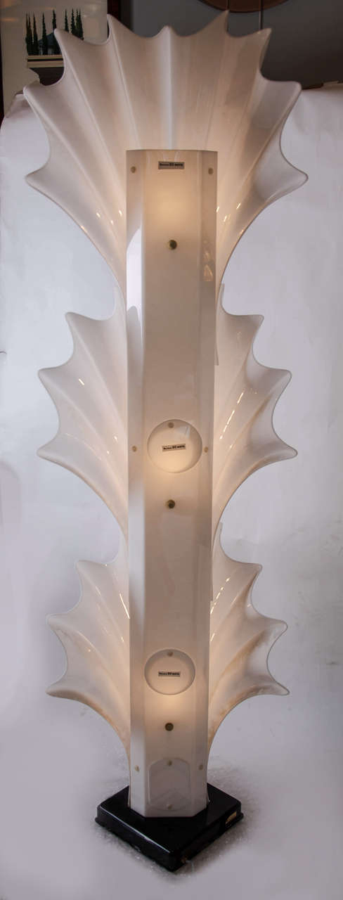Rare Super Tall Rougier 1970s Shell Standard Lamp