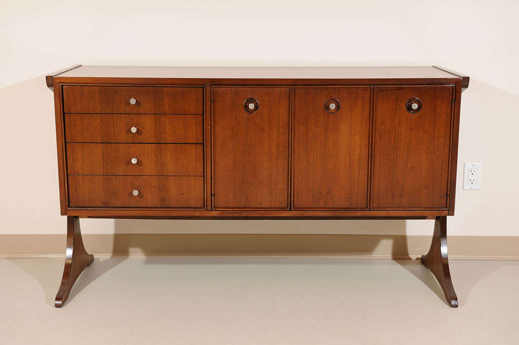 American Suspended walnut cabinet by Kroehler For Sale