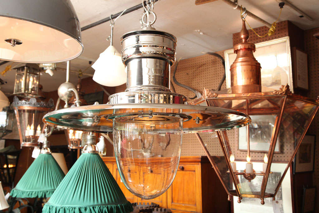 Large Polished Nickel Station Light