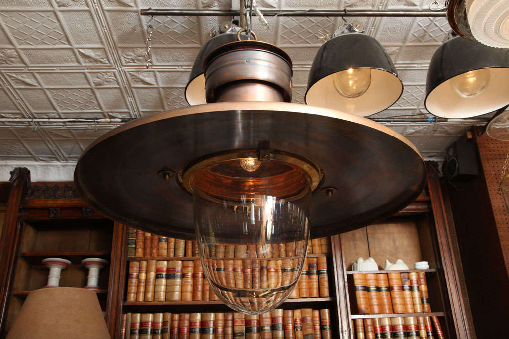 Contemporary Large Station Light in Antique Copper