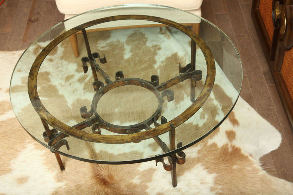 Mid-20th Century Decorative Gold Painted Iron Cocktail Table, Italian c. 1950 For Sale