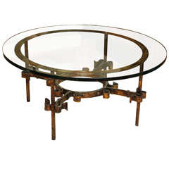 Decorative Gold Painted Iron Cocktail Table, Italian c. 1950