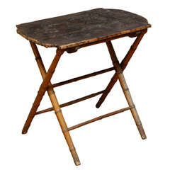 Antique English Bamboo Folding Side Table