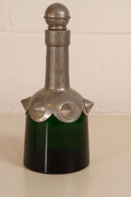 A Glass and Pewter Decanter
