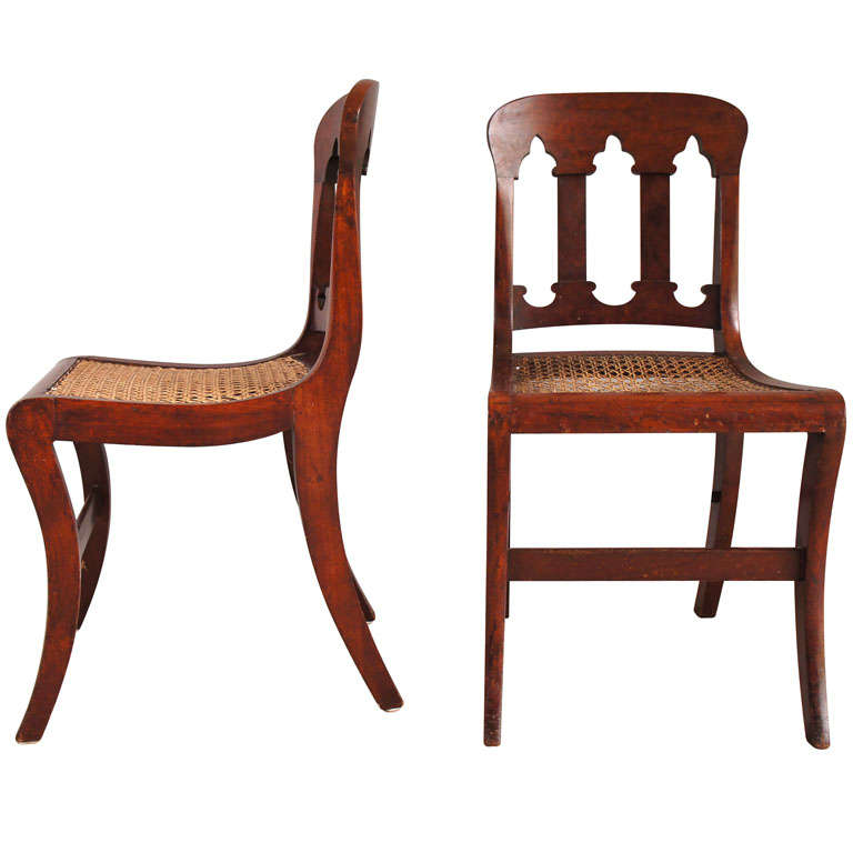 A Pair of Gothic Side Chairs For Sale
