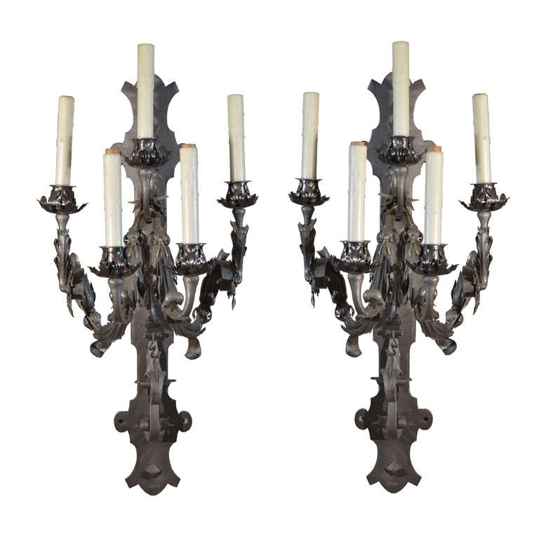 Pair of French Iron Sconces
