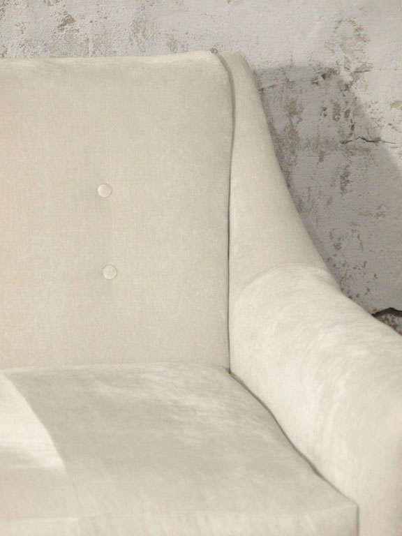 Italian Mid Century Modern Sofa in Pearl Velvet and Down Cushion 2