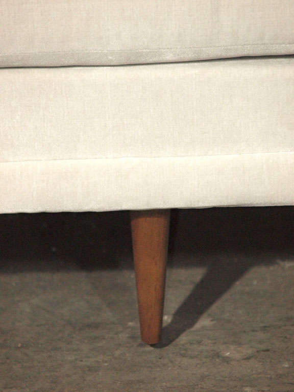 Italian Mid Century Modern Sofa in Pearl Velvet and Down Cushion 3