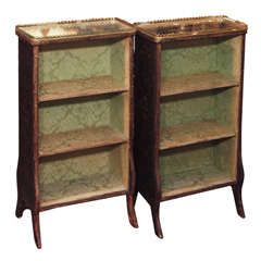 Unusual Pair Of Diminutive Leather Bookcases