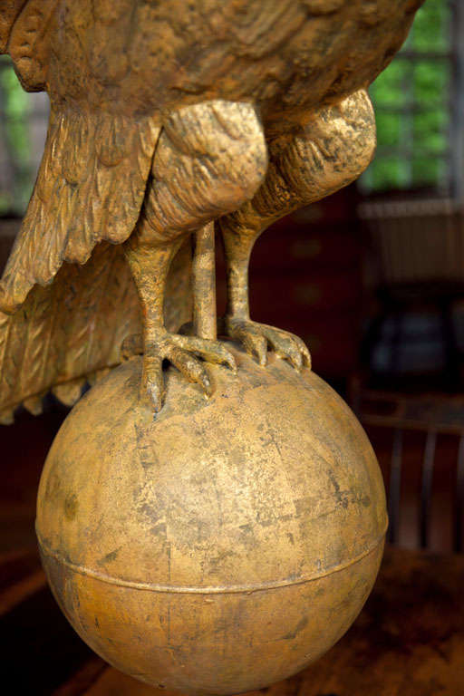 19th Century Rare and Large Gilt Eagle Weathervane