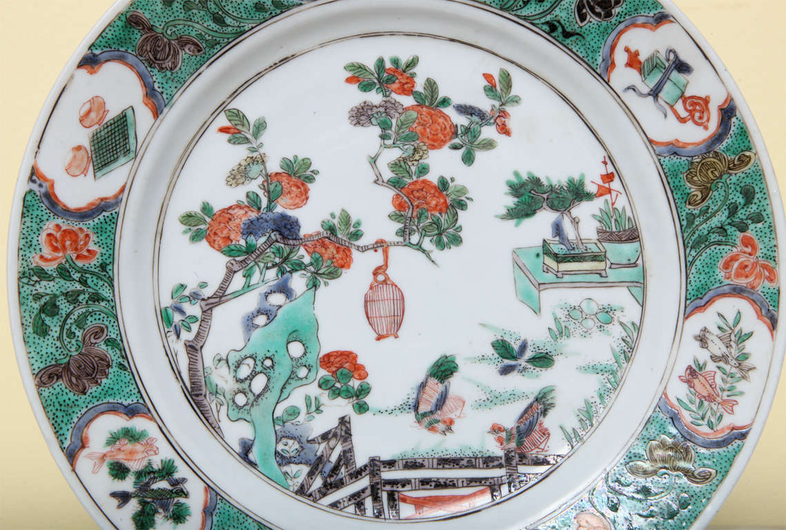 Antique Kangxi Famille Verte Plate, Chinese C.1690 In Excellent Condition In New York, NY