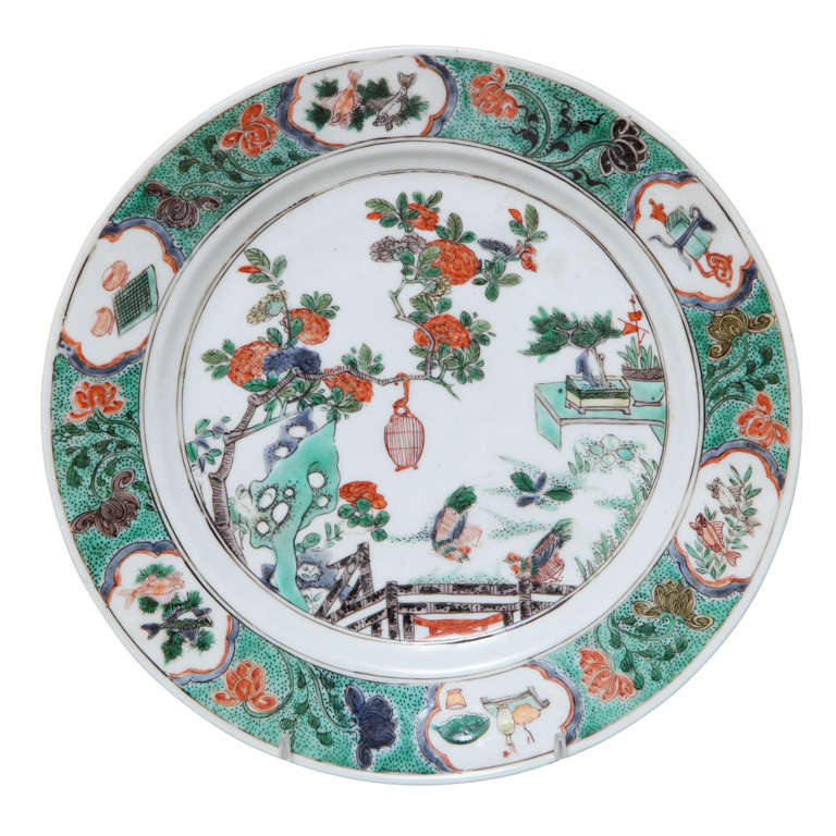 Antique Kangxi Famille Verte Plate, Chinese C.1690