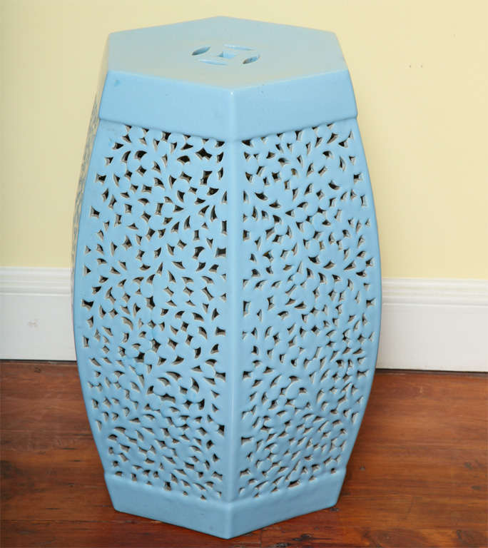 Fine Pair of Turquoise Glazed Ceramic Garden Seats, circa 1970 at 1stdibs