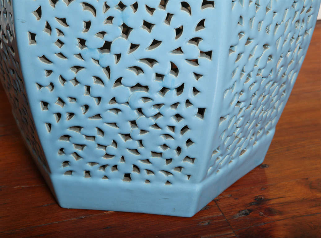 Fine Pair of Turquoise Glazed Ceramic Garden Seats, circa 1970 at 1stdibs