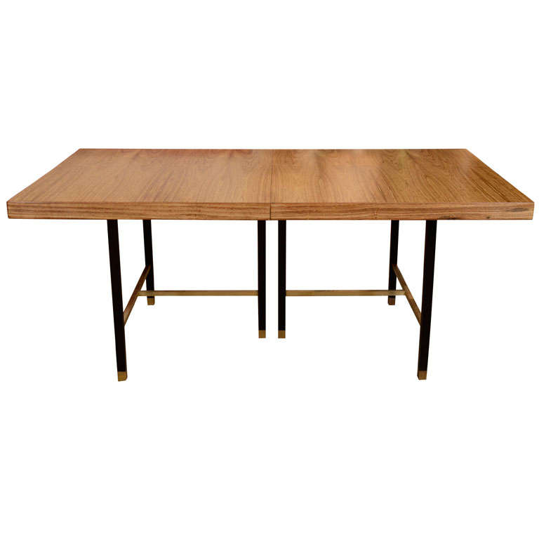 Harvey Probber bleached rosewood and brass dining table