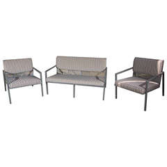 Outdoor Metal Loveseat and Pair of Armchairs