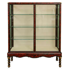 A French Red Tortoiseshell and Ebony Display Cabinet