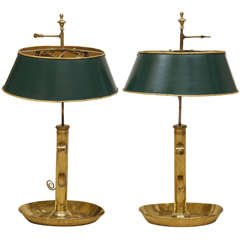 A Pair of Lacquered Brass Bouillotte Lamps