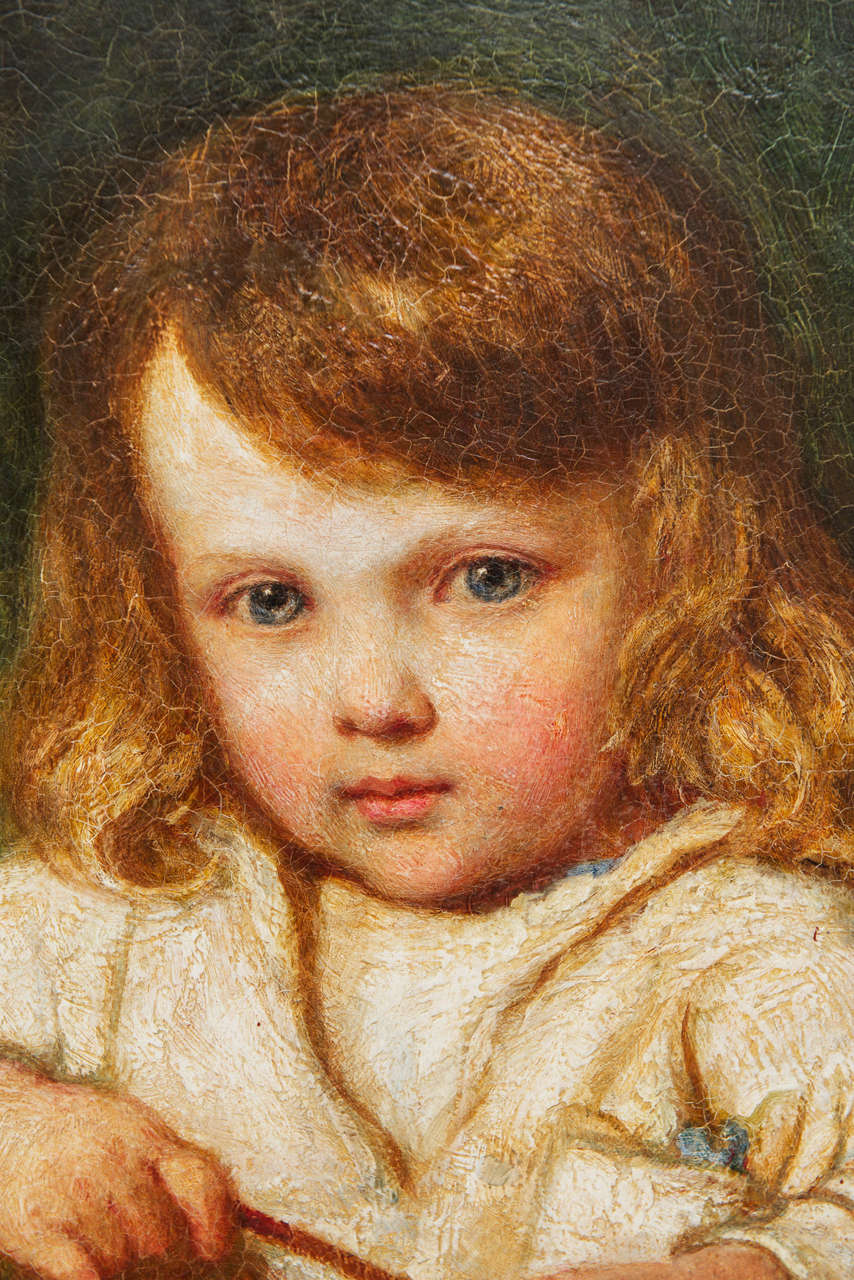 A Portrait of a Young Child on a Rocking Horse by Carl Wilhem Friedrick Bauerle In Excellent Condition In New York, NY