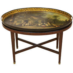 A Regency Oval Tole Tray on Stand, Circa 1795