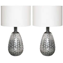 Pair of Etched Glass Table Lamps