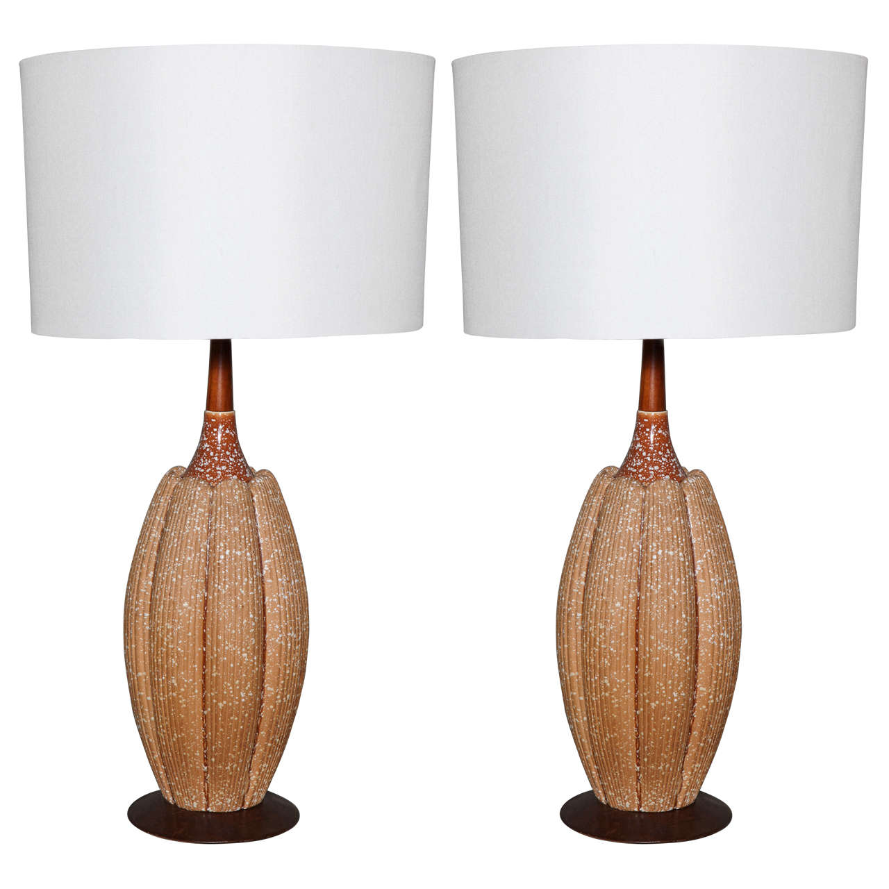 Pair of Mid Century Ceramic Table Lamps For Sale