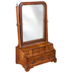 Antique A Queen Anne period Walnut Toilet Mirror