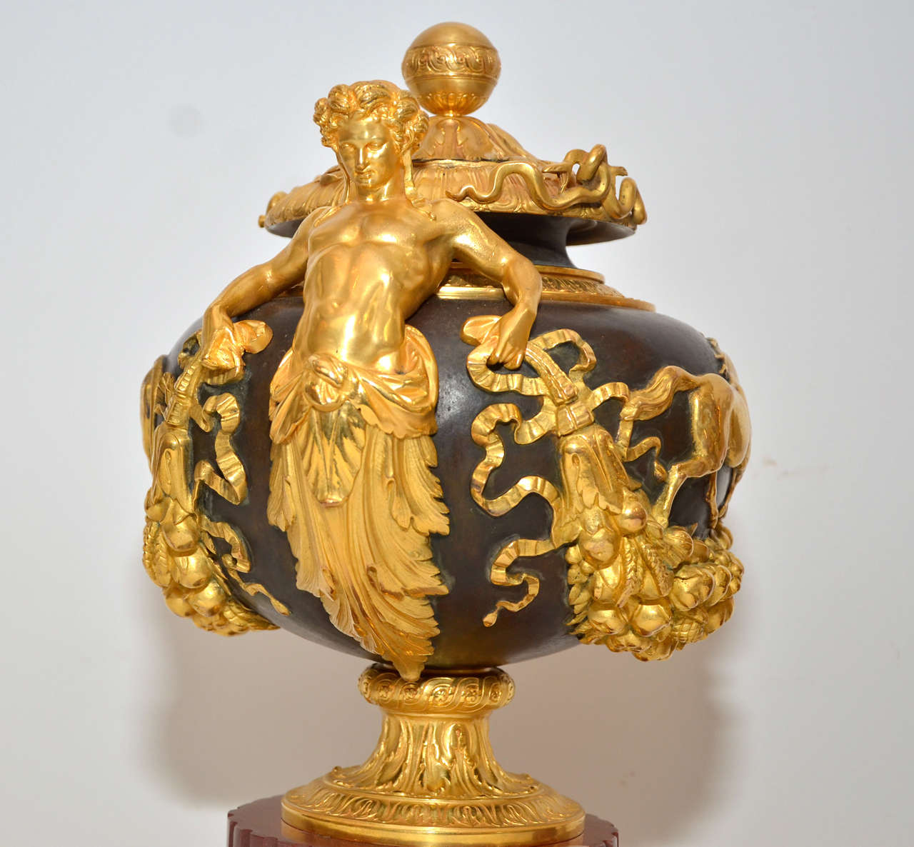Gilt Rare Pair of Neoclassical Vases by Barbedienne For Sale