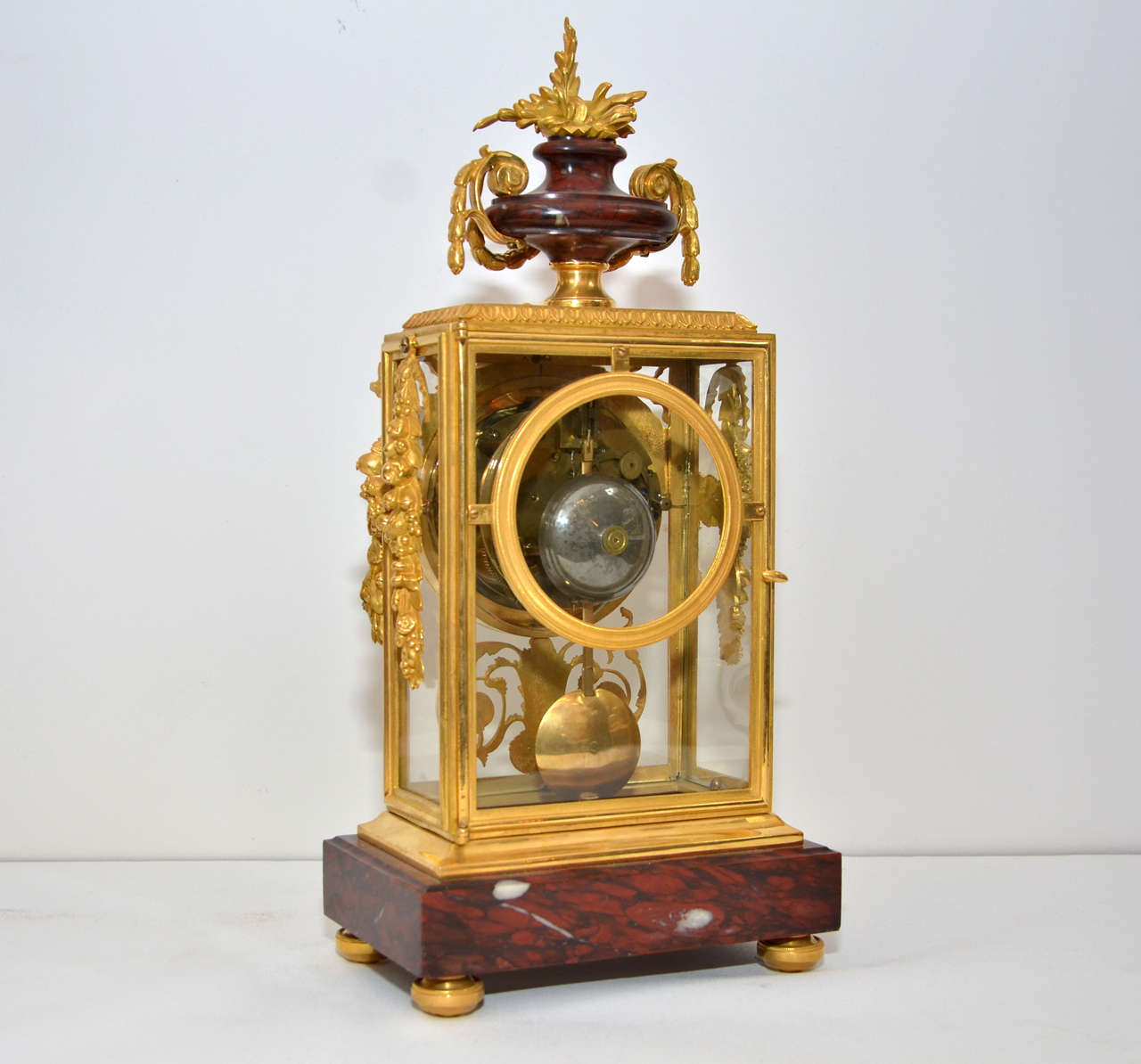 French Unusual Crystal and Marble Mantel Clock For Sale
