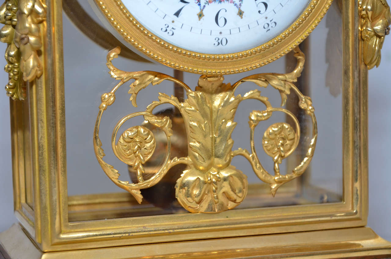 Ormolu Unusual Crystal and Marble Mantel Clock For Sale