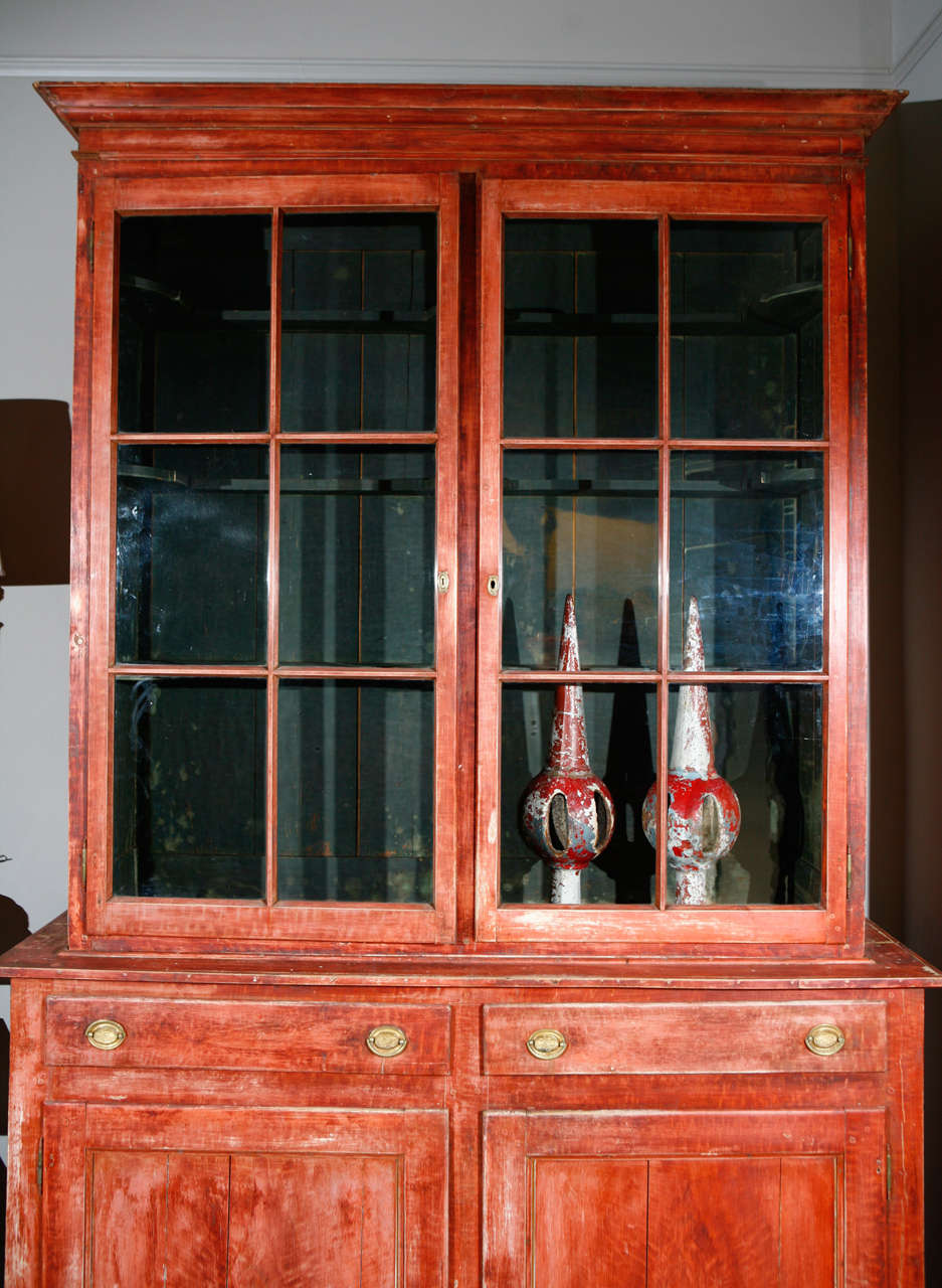 Late Victorian Late 19th Century Belgian Red Painted Bookcase